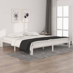 Cadre de lit sans matelas blanc bois massif de pin 200x200 cm 