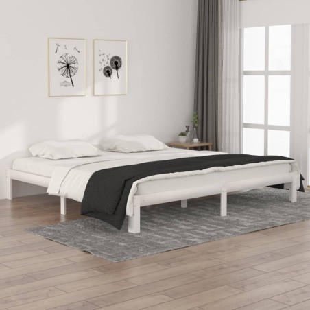 Cadre de lit sans matelas blanc bois massif de pin 200x200 cm 
