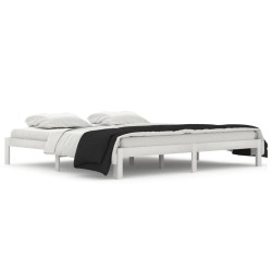 Cadre de lit sans matelas blanc bois massif de pin 200x200 cm 