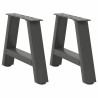 Pieds de table basse en forme de A 2 pièces Anthracite 40 x (30-31) cm Acier 