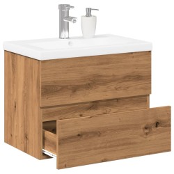 Armoire lavabo avec bassin intégré chêne artisanal 