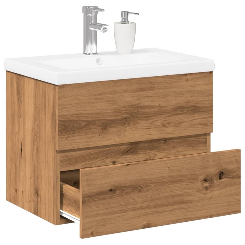 Armoire lavabo avec bassin intégré chêne artisanal 