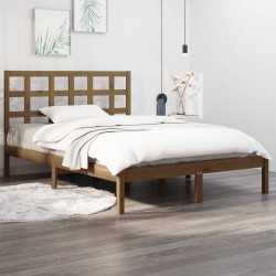 Cadre de lit sans matelas marron miel 200x200 cm bois massif 