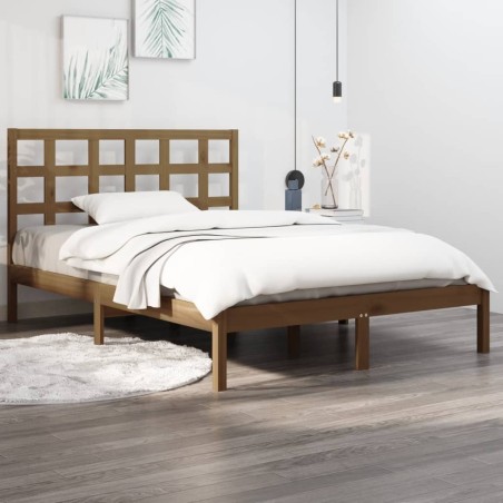 Cadre de lit sans matelas marron miel 200x200 cm bois massif 
