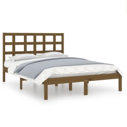 Cadre de lit sans matelas marron miel 200x200 cm bois massif 