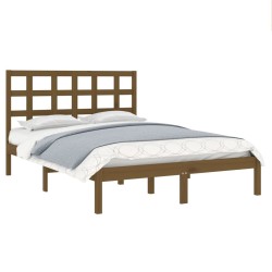 Cadre de lit sans matelas marron miel 200x200 cm bois massif 