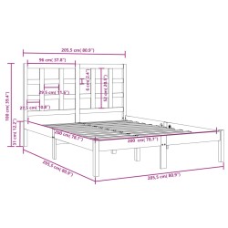 Cadre de lit sans matelas marron miel 200x200 cm bois massif 