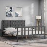 Cadre de lit sans matelas gris bois de pin massif 