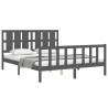 Cadre de lit sans matelas gris bois de pin massif 