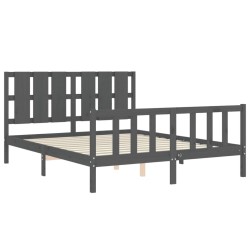Cadre de lit sans matelas gris bois de pin massif 