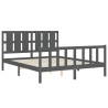 Cadre de lit sans matelas gris bois de pin massif 