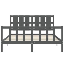 Cadre de lit sans matelas gris bois de pin massif 
