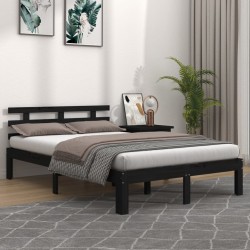 Cadre de lit sans matelas noir bois massif 150x200 cm 