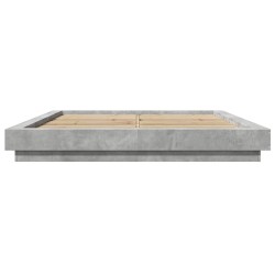 Cadre de lit et lumières LED sans matelas gris béton 150x200 cm 