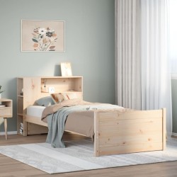 Lit bibliothèque sans matelas 90x200 cm bois de pin massif 