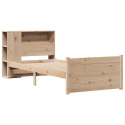 Lit bibliothèque sans matelas 90x200 cm bois de pin massif 