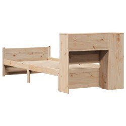 Lit bibliothèque sans matelas 90x200 cm bois de pin massif 