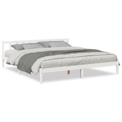 Cadre de lit extra long sans matelas 200x210 cm bois massif pin 