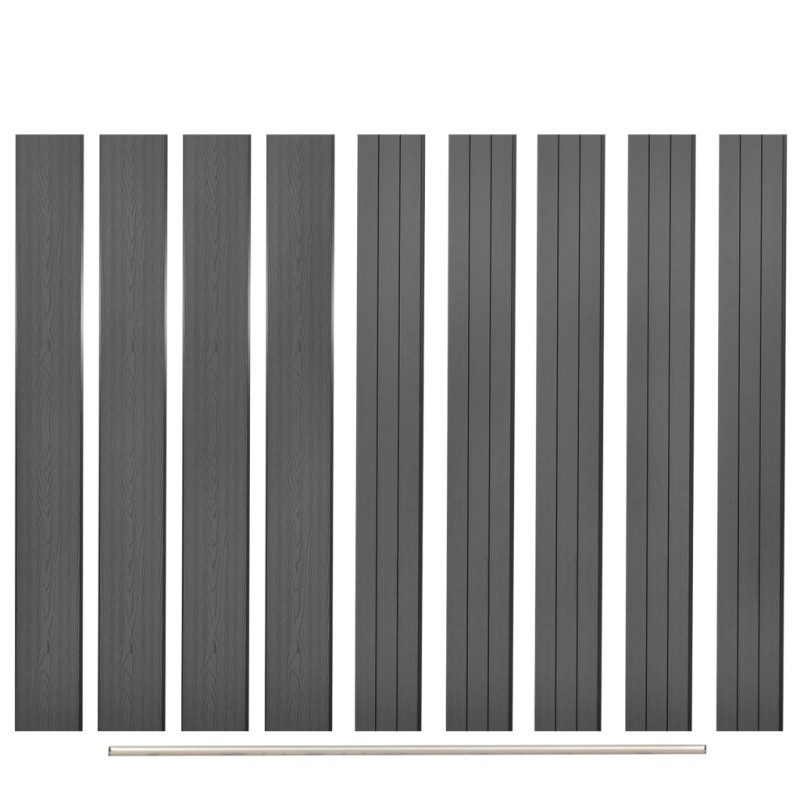 Panneaux de clôture de remplacement 9 pcs WPC 170 cm Gris 