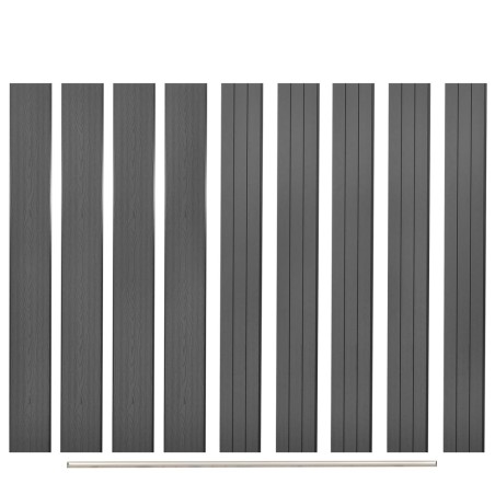 Panneaux de clôture de remplacement 9 pcs WPC 170 cm Gris 