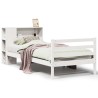 Lit bibliothèque sans matelas blanc 90x190cm bois de pin massif 