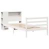 Lit bibliothèque sans matelas blanc 90x190cm bois de pin massif 