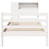 Lit bibliothèque sans matelas blanc 90x190cm bois de pin massif 