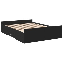 Cadre de lit avec tiroirs sans matelas noir 140x190 cm 
