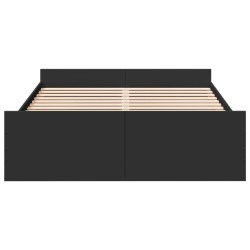 Cadre de lit avec tiroirs sans matelas noir 140x190 cm 