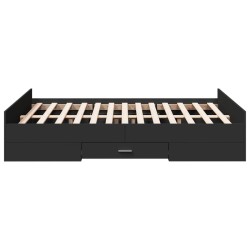 Cadre de lit avec tiroirs sans matelas noir 140x190 cm 