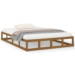 Cadre de lit sans matelas marron miel 120x200 cm bois massif 