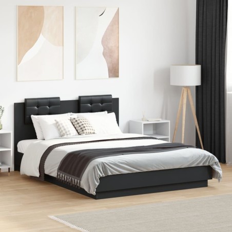 Cadre de lit sans matelas noir 135x190 cm 