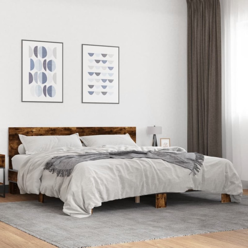 Cadre de lit sans matelas chêne fumé 180x200 cm 