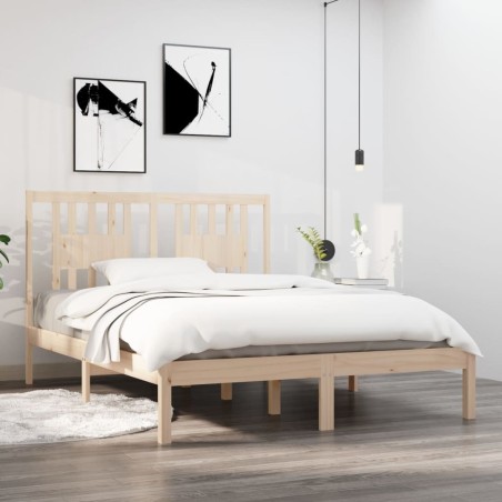 Cadre de lit sans matelas bois massif 140x190 cm 
