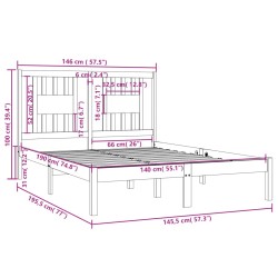 Cadre de lit sans matelas bois massif 140x190 cm 