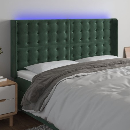 Tête de lit à LED Vert foncé 163x16x118/128 cm Velours 