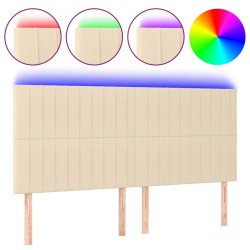 Tête de lit à LED Crème 200x5x118/128 cm Tissu 