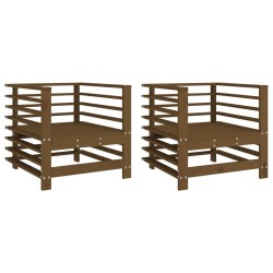 Chaises de jardin lot de 2 marron miel bois massif de pin 
