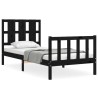 Cadre de lit sans matelas noir bois de pin massif 