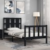Cadre de lit sans matelas noir bois de pin massif 