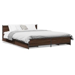 Cadre de lit avec tiroirs sans matelas chêne marron 120x200 cm 