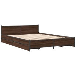 Cadre de lit avec tiroirs sans matelas chêne marron 120x200 cm 