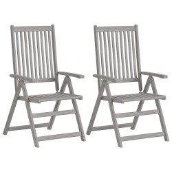 Chaises inclinables de jardin lot de 2 et coussins Bois acacia 