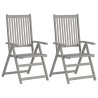 Chaises inclinables de jardin lot de 2 et coussins Bois acacia 