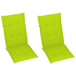Chaises inclinables de jardin lot de 2 et coussins Bois acacia 