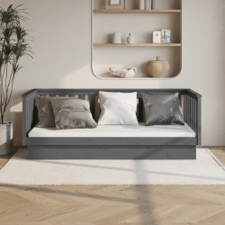 Lit de jour sans matelas gris 90x200 cm bois de pin massif 
