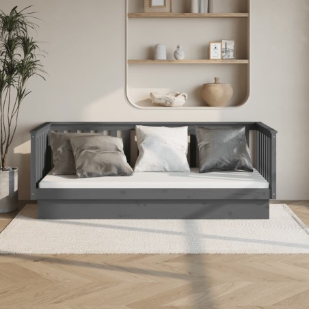 Lit de jour sans matelas gris 90x200 cm bois de pin massif 