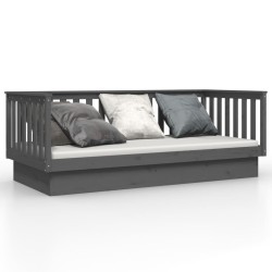 Lit de jour sans matelas gris 90x200 cm bois de pin massif 