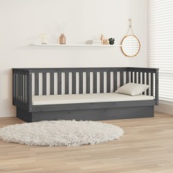 Lit de jour sans matelas gris 90x200 cm bois de pin massif 