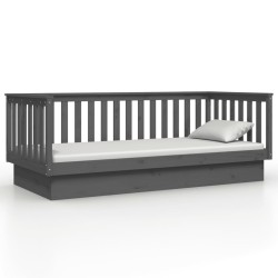 Lit de jour sans matelas gris 90x200 cm bois de pin massif 